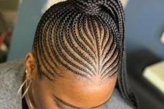 Cornrows in a ponytail